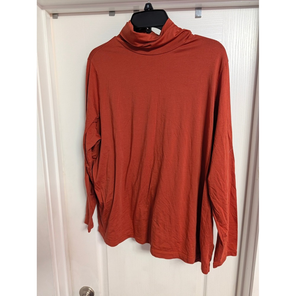 Lands End Womens 2X Rust Orange Shaped Fit Long Sleeve Turtleneck Top 20W-22W